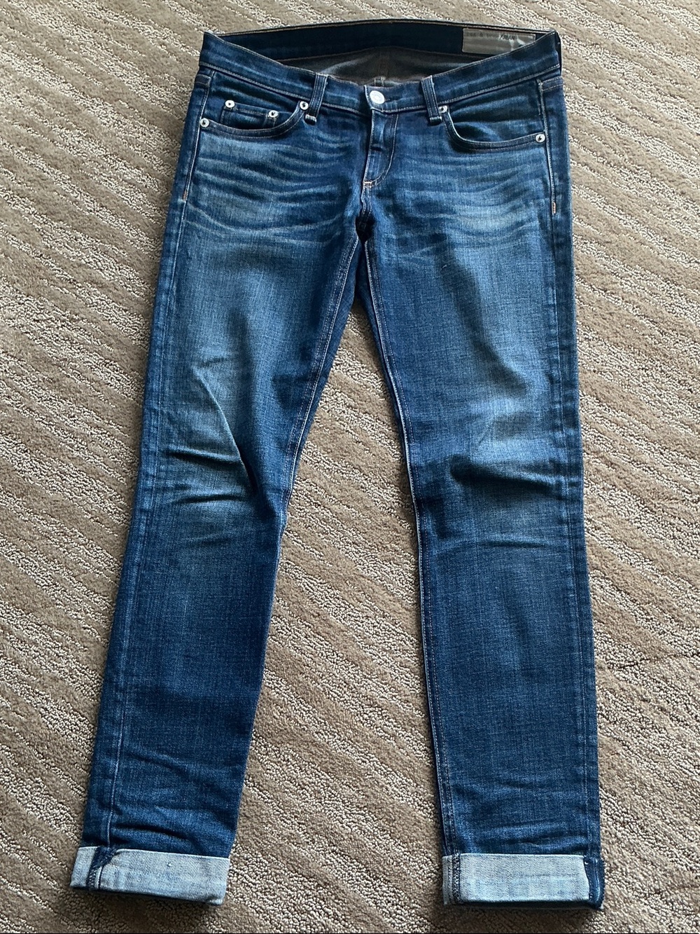 rag & bone Women's Skinny Jeans in Dark Blue Wash “Well’s” large pocket size 26